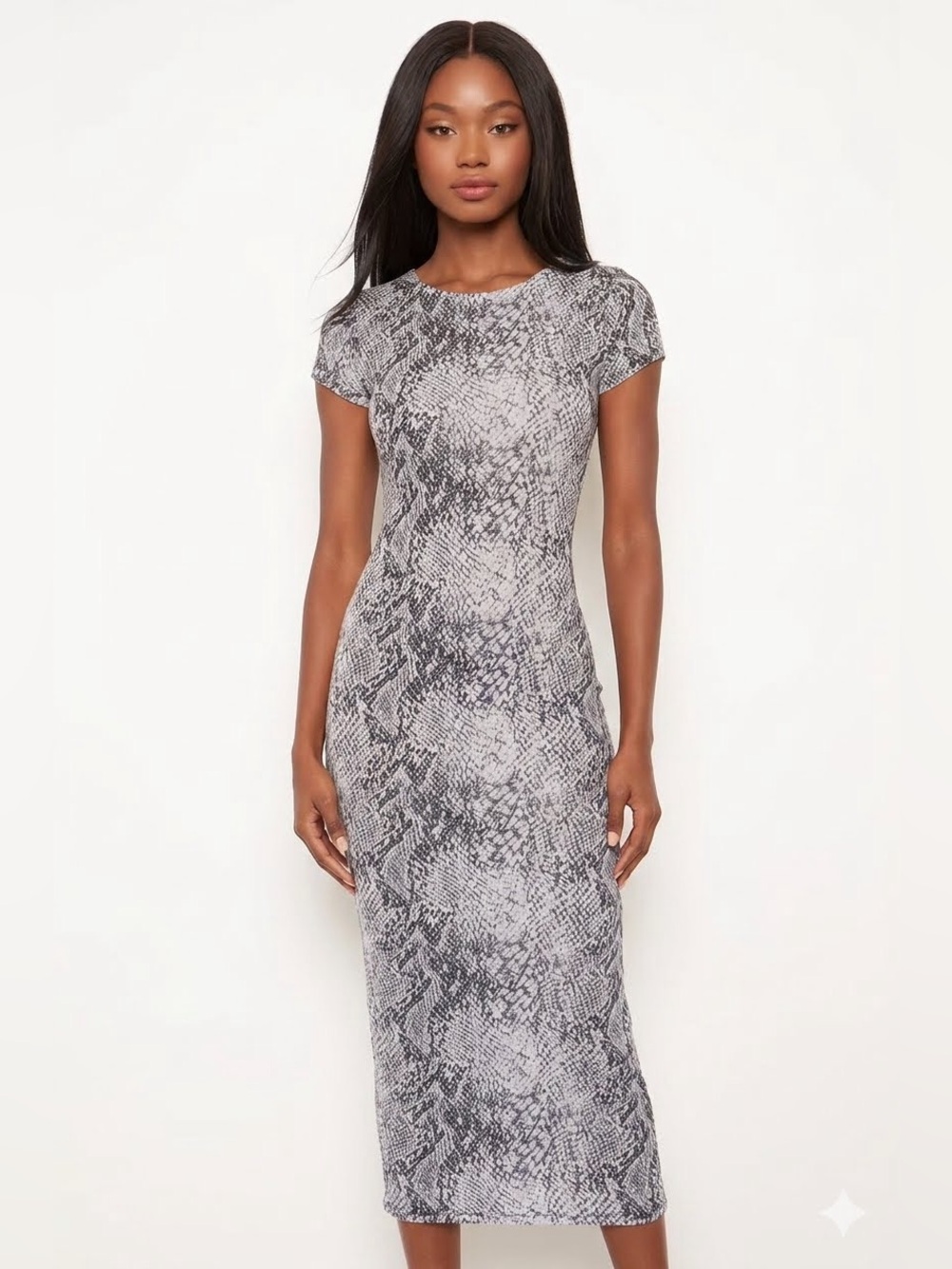 No Boundaries Grey Snake-Print Maxi Dress - Y2K, Club